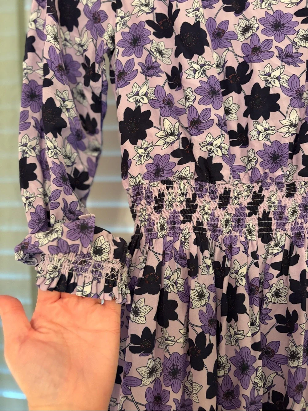 Vineyard Vines Lavender Floral Long Sleeve Smocked Dress- Girls